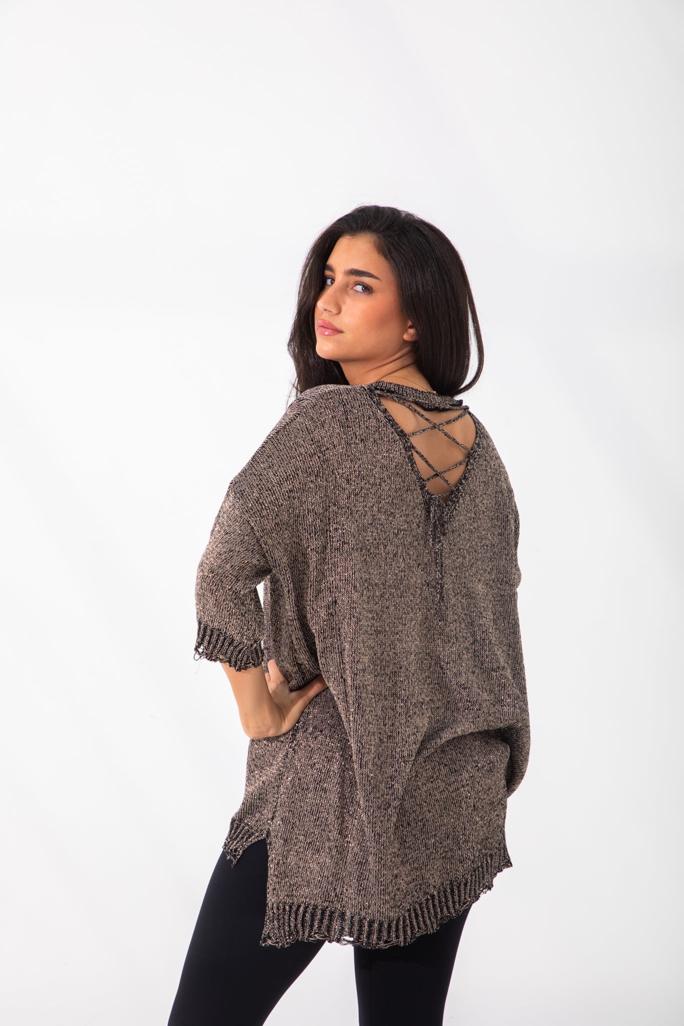 Gold Metallic Knit Sweater